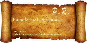 Porpáczi Roland névjegykártya